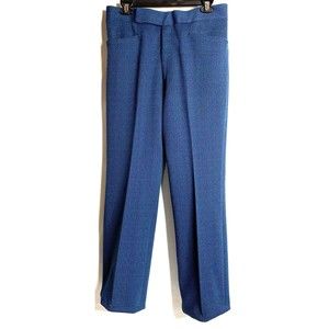 Vintage La Jolla Jack Robbins Clothes Blue Polyester Dress Casual Pants 32 USA